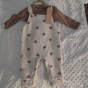 Chickpea Baby Bear Overalls Set
